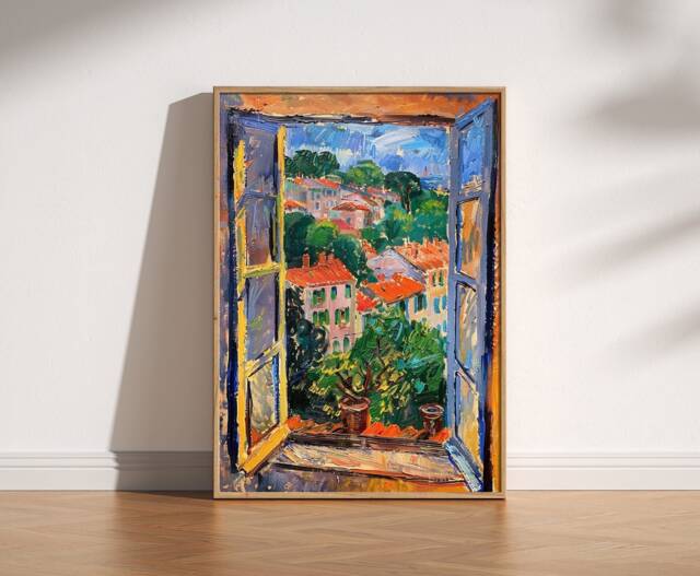 Open Window Henri Matisse Print, Style Fauvism Painting, Modern Exhibition Hillside Town View, Retro Vintage Poster Art - image 1