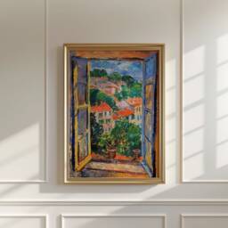 Open Window Henri Matisse Print, Style Fauvism Painting, Modern Exhibition Hillside Town View, Retro Vintage Poster Art - thumbnail 2