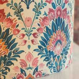 Indian Block Print Lampshade, Blue, Pink, Gold Lining, 40cm - thumbnail 3
