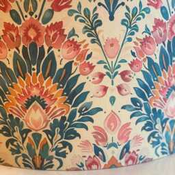 Indian Block Print Lampshade, Blue, Pink, Gold Lining, 40cm - thumbnail 4
