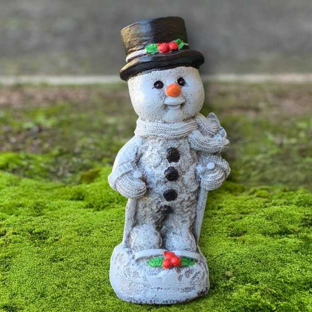 Snowman On Skis Statue Handmade Winter Sculpture Concrete Figurine Christmas Garden Holiday Yard Ornament Outdoor Frosty Decor Art - image 1
