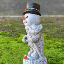 Snowman On Skis Statue Handmade Winter Sculpture Concrete Figurine Christmas Garden Holiday Yard Ornament Outdoor Frosty Decor Art - thumbnail 4