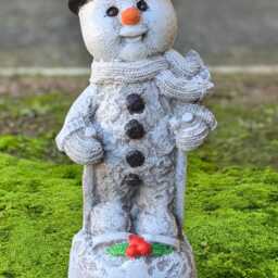 Snowman On Skis Statue Handmade Winter Sculpture Concrete Figurine Christmas Garden Holiday Yard Ornament Outdoor Frosty Decor Art - thumbnail 2