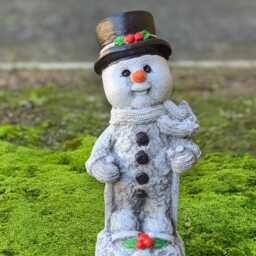 Snowman On Skis Statue Handmade Winter Sculpture Concrete Figurine Christmas Garden Holiday Yard Ornament Outdoor Frosty Decor Art - thumbnail 3
