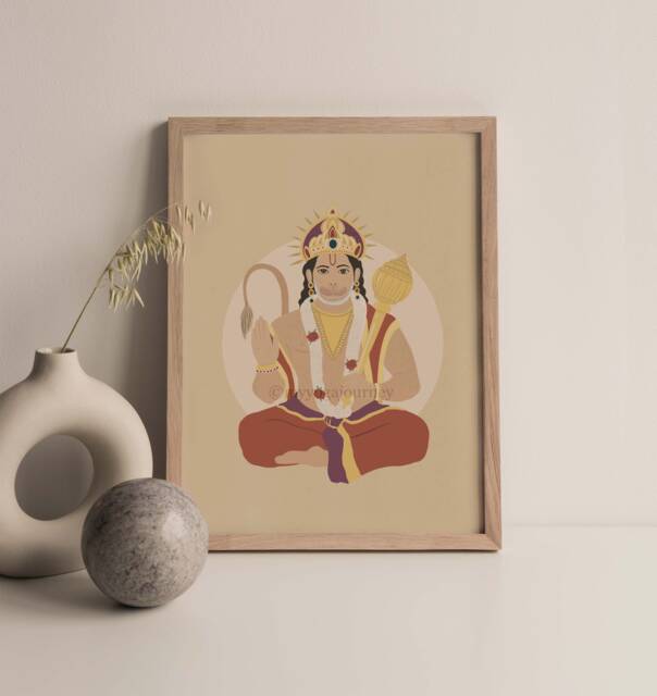Hanuman Wall Art, Hindu Artwork, God Illustration, Illustration, Art, Ramayana - image 1