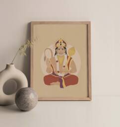 Hanuman Wall Art, Hindu Artwork, God Illustration, Illustration, Art, Ramayana - thumbnail 1