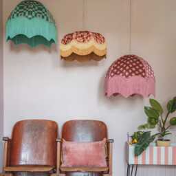 The Ida Velvet Fringed Lampshade Hayley Stuart Collection, Mint Green & Gold, Handmade in England - thumbnail 2