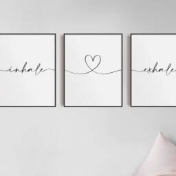 Inhale Exhale Prints, Relax Sleep, Set Of 3, Bedroom Bathroom Wall Art, Modern Home Decor, Bath Print, Quote, Breathe Print - thumbnail 2