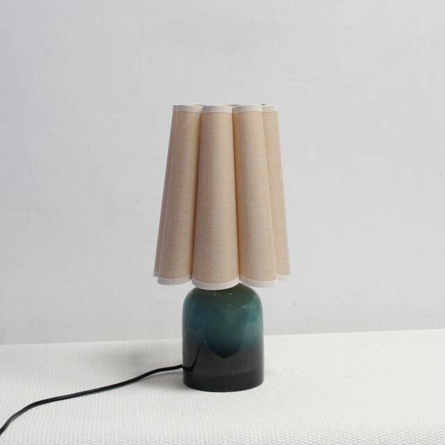 Handmade Khaki Linen Table Lamp Ceramic Base Home Decor - image 1