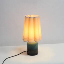 Handmade Khaki Linen Table Lamp Ceramic Base Home Decor - thumbnail 4
