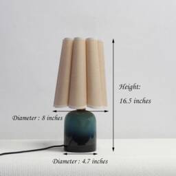Handmade Khaki Linen Table Lamp Ceramic Base Home Decor - thumbnail 2