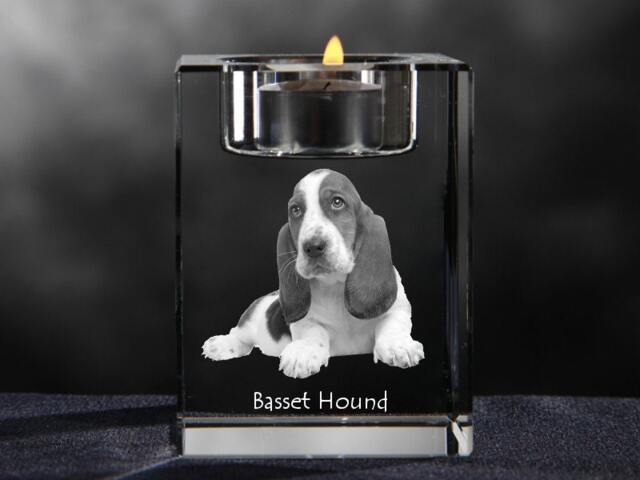 Basset Hound, Crystal Candlestick With Dog, Souvenir, Decoration, Limited Edition, Collection - image 1