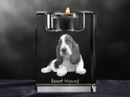 Basset Hound, Crystal Candlestick With Dog, Souvenir, Decoration, Limited Edition, Collection - thumbnail 1