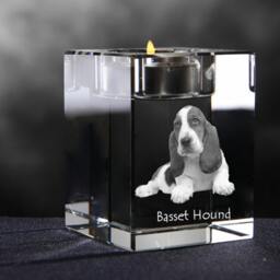 Basset Hound, Crystal Candlestick With Dog, Souvenir, Decoration, Limited Edition, Collection - thumbnail 2