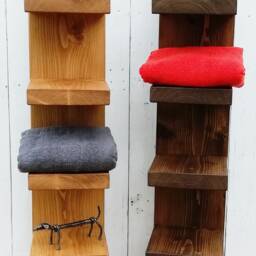 Chunky Rustic Farmhouse Style Home Decor Solid Pine Wood Wooden Towel Ladder/Shelf, Bath Unit Storage Display, Freestanding & Wall Mounted - thumbnail 2