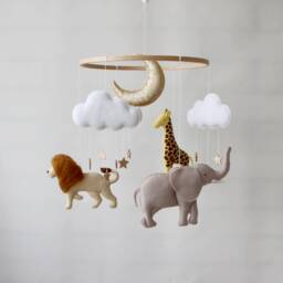 Safari Animal Mobile Nursery Jungle Theme Crib Baby Neutral Animals Africa Girl - thumbnail 2