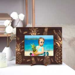 Pineapple Picture Frame Tropical Wood Photo Vacation Gifts Idea For Coworker Engraved Housewarming Gift 4x6 Rustic