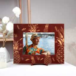 Pineapple Picture Frame Tropical Wood Photo Vacation Gifts Idea For Coworker Engraved Housewarming Gift 4x6 Rustic - thumbnail 2