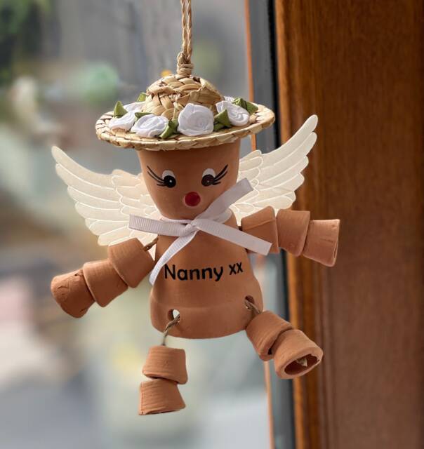 Personalised Memorial Garden Ornament, Angel Flowerpot Person, Bereavement Gift, Remembrance Keepsake - image 1