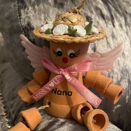 Personalised Memorial Garden Ornament, Angel Flowerpot Person, Bereavement Gift, Remembrance Keepsake - thumbnail 3