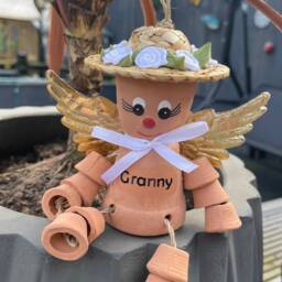 Personalised Memorial Garden Ornament, Angel Flowerpot Person, Bereavement Gift, Remembrance Keepsake - thumbnail 2