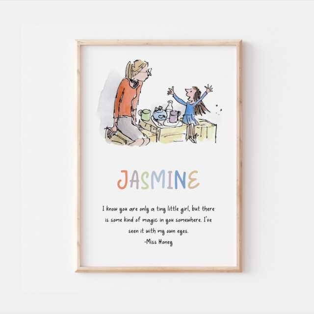 Personalised Matilda Name Print, Roald Dahl Decor, Kids Bedroom Gift - image 1