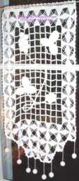 "Crochet Curtain, Handmade, French Craftsmanship, Creation By Sylvette Raisonnier, ""The Grapes" - thumbnail 1