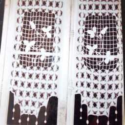 "Crochet Curtain, Handmade, French Craftsmanship, Creation By Sylvette Raisonnier, ""The Grapes" - thumbnail 3