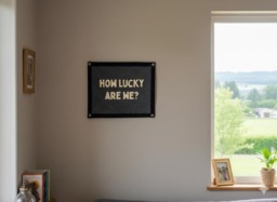 How Lucky Are We - Felt Pennant Flag Banner Vintage Travel Wall Decor Hanging - thumbnail 1