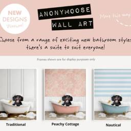 Black Cockapoo Dog in A Bath Print, Bathing, Funny Bathroom Animal Bathtub, Tub Whimsy - thumbnail 2