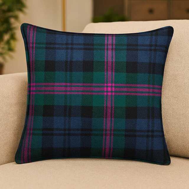 100% Wool Tartan Cushion Cover Scottish Style, Double-Stitched Edge - image 1
