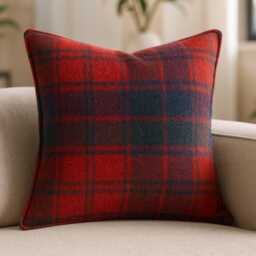 100% Wool Tartan Cushion Cover Scottish Style, Double-Stitched Edge - thumbnail 4