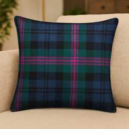 100% Wool Tartan Cushion Cover Scottish Style, Double-Stitched Edge
