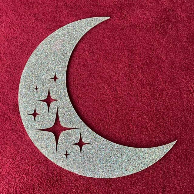 Retro Glitter Acrylic Moon Wall Hanging - 60S Celestial Decor - image 1