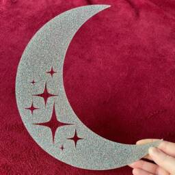 Retro Glitter Acrylic Moon Wall Hanging - 60S Celestial Decor - thumbnail 3