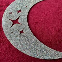 Retro Glitter Acrylic Moon Wall Hanging - 60S Celestial Decor - thumbnail 2