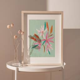 A3-A4-A5 -Mint Flower Art Print -Floral Painting - Floral Illustration -Bedroom Wall Unframed -Painterly Mint - thumbnail 2