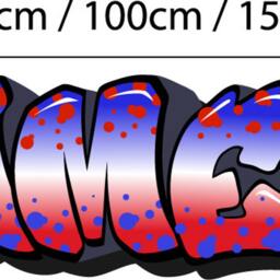 Personalised Graffiti Name Decal Red White Blue Full Colour Kids Wall Sticker Teenager Bedroom - thumbnail 2