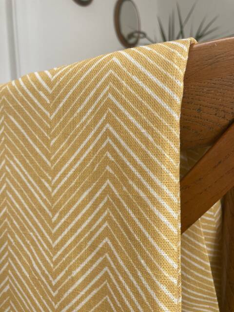 Sample Only - Curtains Made To Measure? Just Need Pole Length & Drop Quote Mustard Linen Large Chevron - image 1