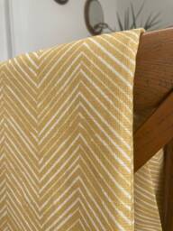 Sample Only - Curtains Made To Measure? Just Need Pole Length & Drop Quote Mustard Linen Large Chevron - thumbnail 1