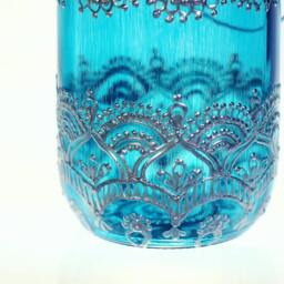 Hand Painted Henna Mason Jar Lantern Bohemian Decor Gift - thumbnail 2