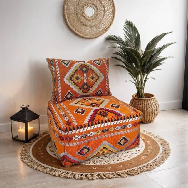 Moroccan Floor Cushion Set Large Boho Sofa, Yoga Meditation Seating - Unstuffed - image 1