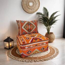 Moroccan Floor Cushion Set Large Boho Sofa, Yoga Meditation Seating - Unstuffed - thumbnail 1