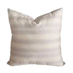 Gray Striped Pillow Cover - Neutral Home Decor Cotton 16x16 Square - thumbnail 2