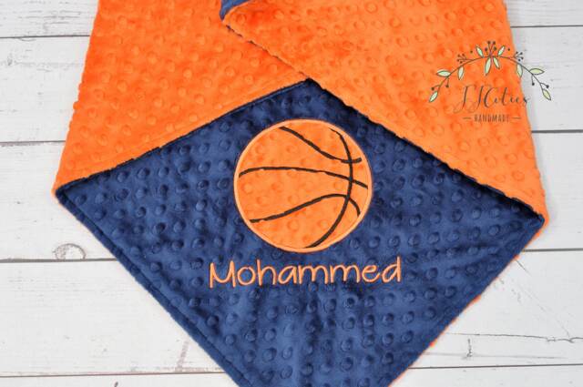 Personalized Basketball Minky Baby Blanket-Personalized Baby Minky Blanket-Basketball Blanket-Sports Blanket - image 1