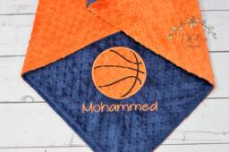 Personalized Basketball Minky Baby Blanket-Personalized Baby Minky Blanket-Basketball Blanket-Sports Blanket - thumbnail 1