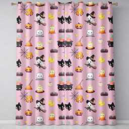 Cute Kawaii Witch Spider Candle Moon Halloween Seamless Pattern Rose Background Readymade Eyelet Ring Top Thermal 100% Blackout Curtains - thumbnail 2