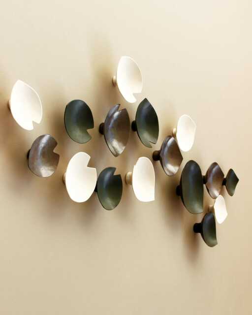 Ceramic Calla Lily Wall Sculpture - Bronze, Dark Green, Porcelain Art - 16 Piece - image 1