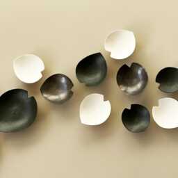Ceramic Calla Lily Wall Sculpture - Bronze, Dark Green, Porcelain Art - 16 Piece - thumbnail 2
