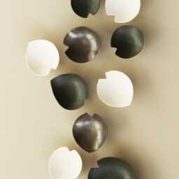 Ceramic Calla Lily Wall Sculpture - Bronze, Dark Green, Porcelain Art - 16 Piece - thumbnail 3